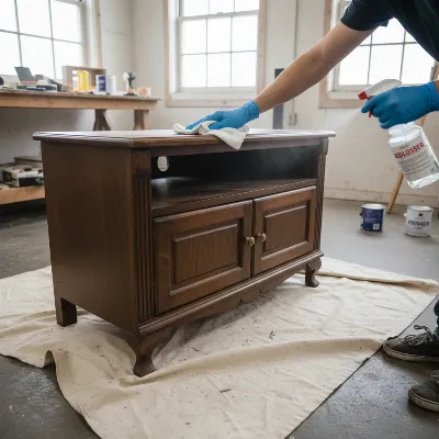 Cleaning an old wooden TV stand without sanding with a deglosser